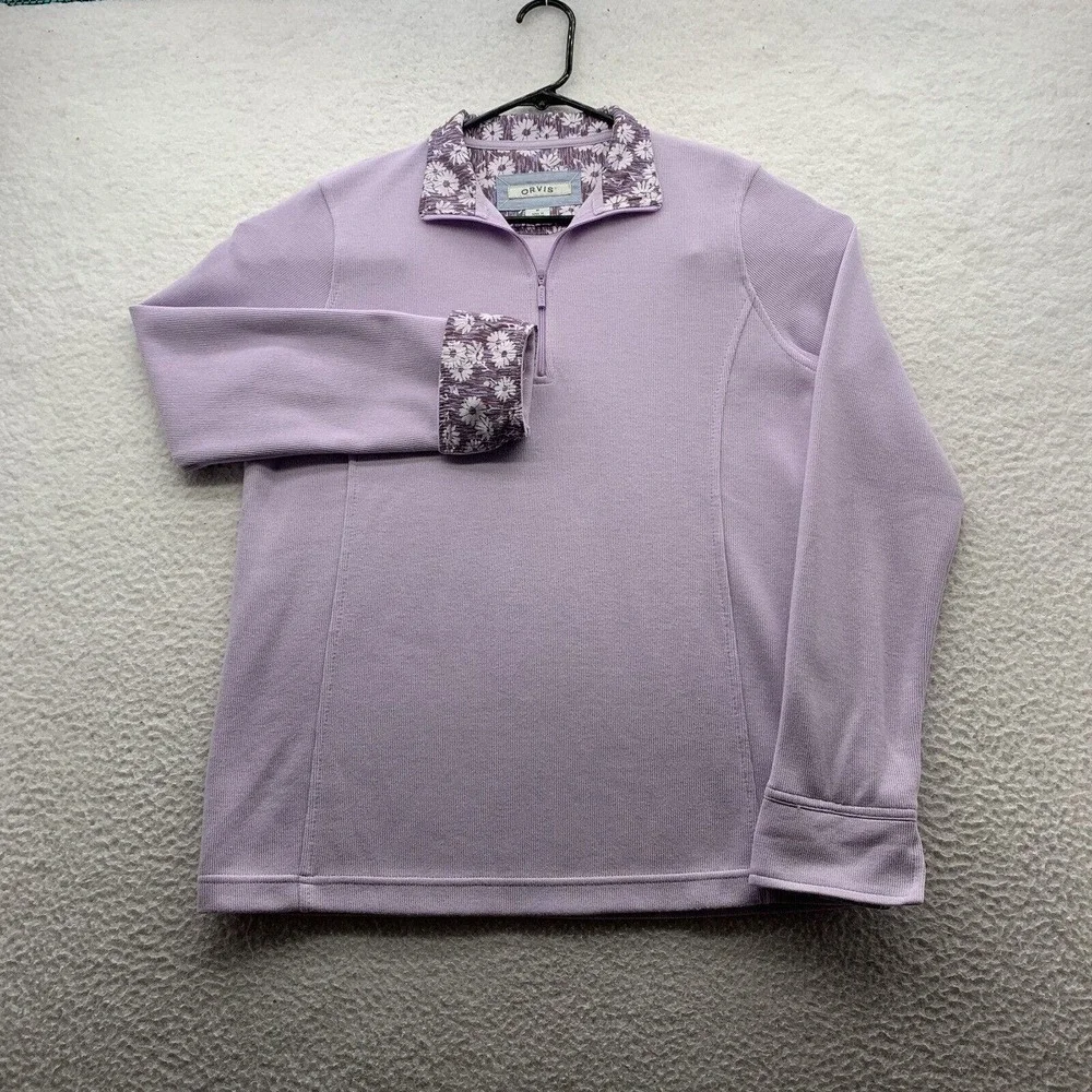 Orvis Jacket Womens‎ Medium M Lavender Flip Cuff Floral Lightweight Outdoors Mom